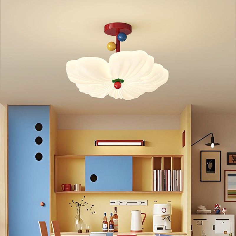 Contemporary Creative Iron PE Colorful Flower-shaped Kids LED Semi-Flush Mount Ceiling Light For Bedroom & Living Room