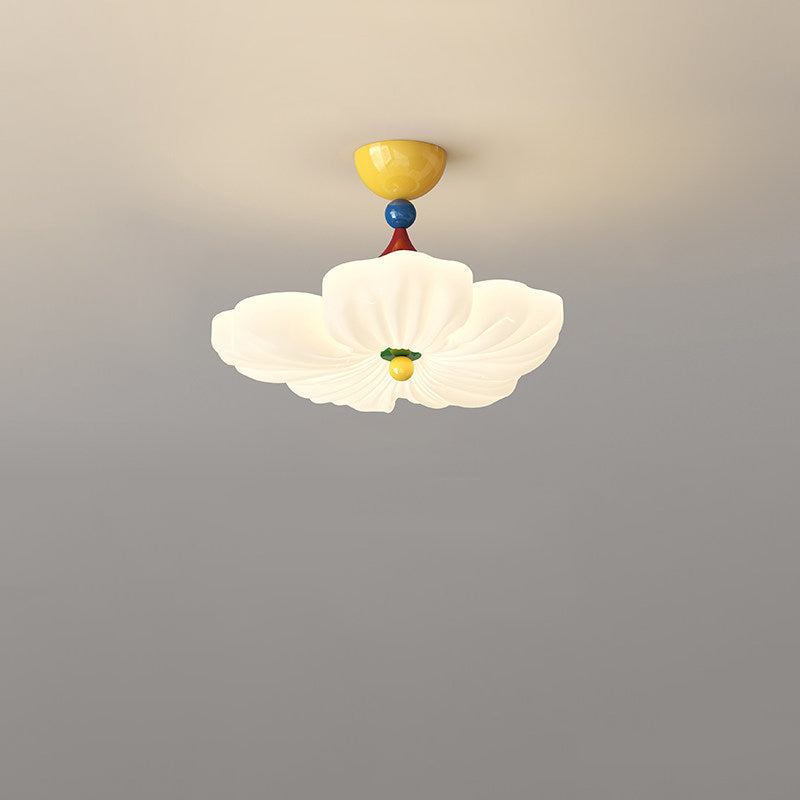 Contemporary Creative Iron PE Colorful Flower-shaped Kids LED Semi-Flush Mount Ceiling Light For Bedroom & Living Room