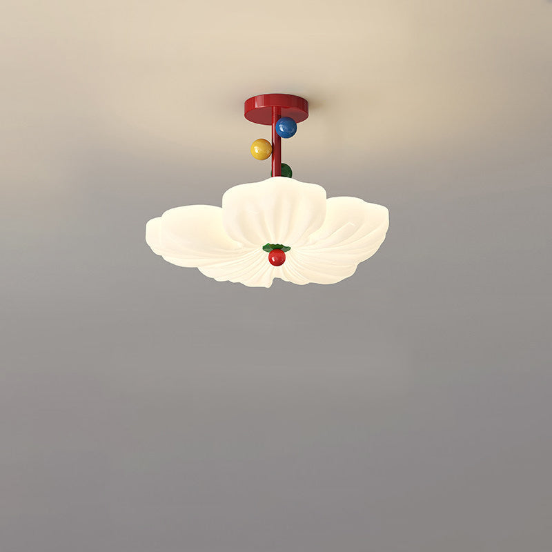 Contemporary Creative Iron PE Colorful Flower-shaped Kids LED Semi-Flush Mount Ceiling Light For Bedroom & Living Room