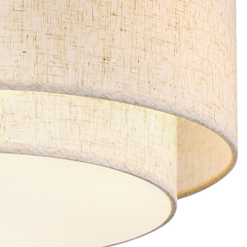 Modern Minimalist Iron Linen Round 1-Light Semi-Flush Mount Ceiling Light For Living Room & Bedroom