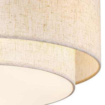 Modern Minimalist Iron Linen Round 1-Light Semi-Flush Mount Ceiling Light For Living Room & Bedroom