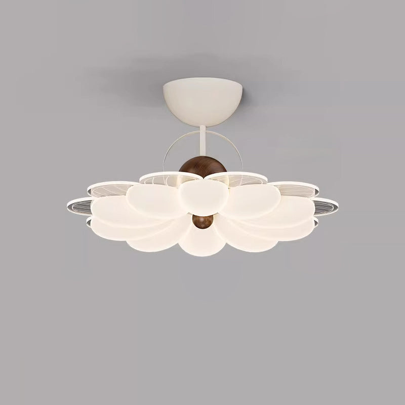 Contemporary Nordic Iron Acrylic Flower-shaped LED Semi-Flush Mount Ceiling Light For Living Room & Bedroom