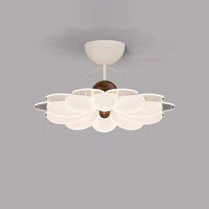 Contemporary Nordic Iron Acrylic Flower-shaped LED Semi-Flush Mount Ceiling Light For Living Room & Bedroom