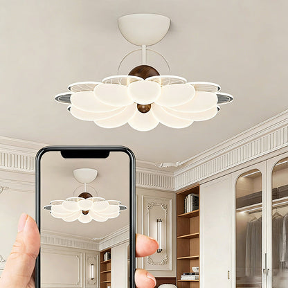 Contemporary Nordic Iron Acrylic Flower-shaped LED Semi-Flush Mount Ceiling Light For Living Room & Bedroom