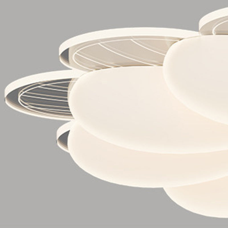 Contemporary Nordic Iron Acrylic Flower-shaped LED Semi-Flush Mount Ceiling Light For Living Room & Bedroom