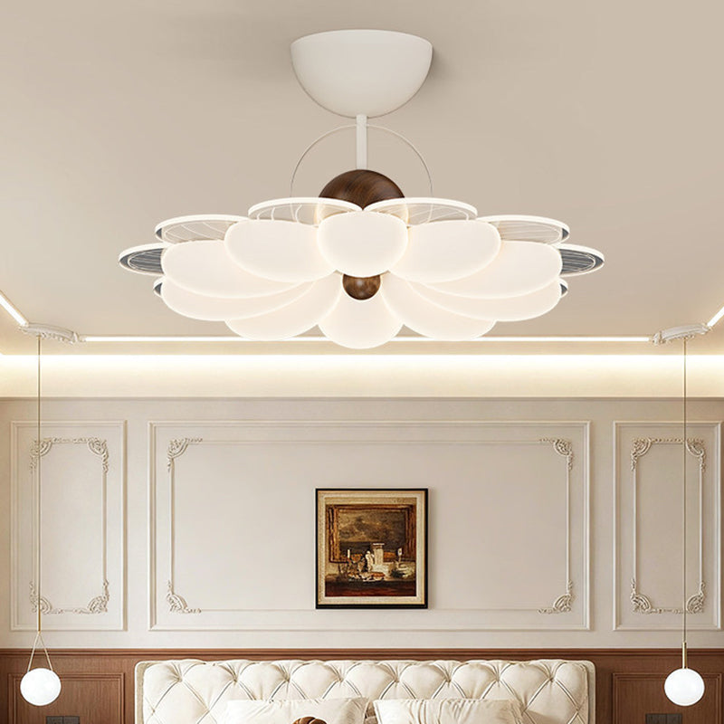 Contemporary Nordic Iron Acrylic Flower-shaped LED Semi-Flush Mount Ceiling Light For Living Room & Bedroom
