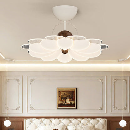 Contemporary Nordic Iron Acrylic Flower-shaped LED Semi-Flush Mount Ceiling Light For Living Room & Bedroom