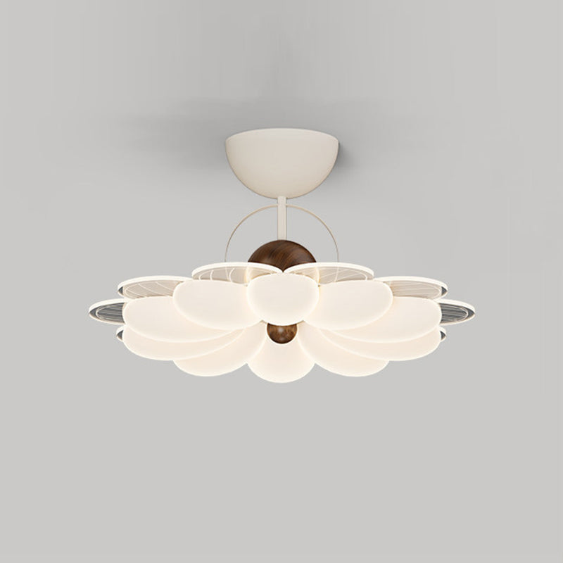 Contemporary Nordic Iron Acrylic Flower-shaped LED Semi-Flush Mount Ceiling Light For Living Room & Bedroom