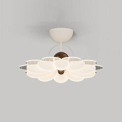 Contemporary Nordic Iron Acrylic Flower-shaped LED Semi-Flush Mount Ceiling Light For Living Room & Bedroom