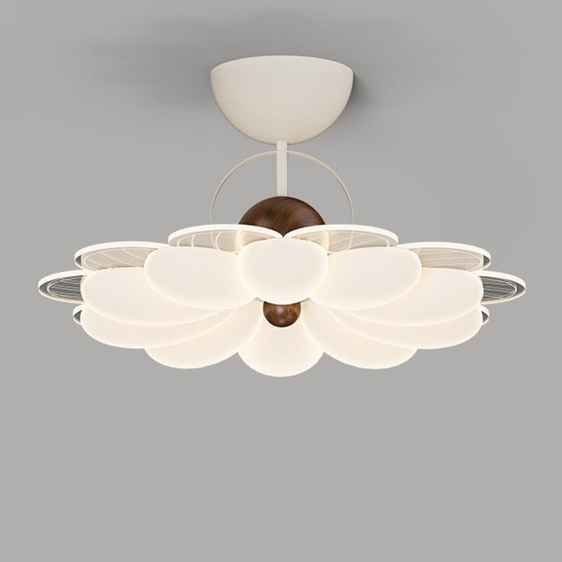 Contemporary Nordic Iron Acrylic Flower-shaped LED Semi-Flush Mount Ceiling Light For Living Room & Bedroom