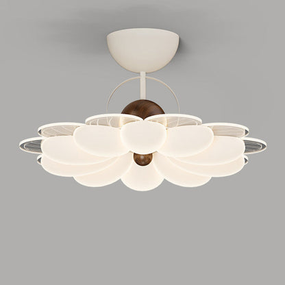 Contemporary Nordic Iron Acrylic Flower-shaped LED Semi-Flush Mount Ceiling Light For Living Room & Bedroom