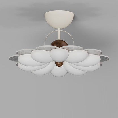 Contemporary Nordic Iron Acrylic Flower-shaped LED Semi-Flush Mount Ceiling Light For Living Room & Bedroom