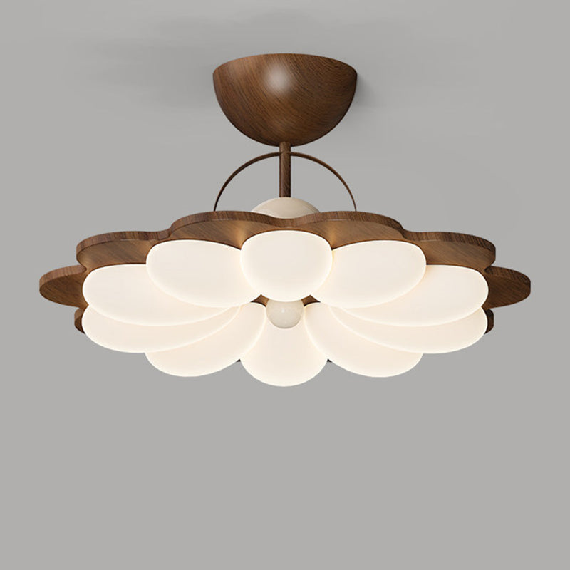 Contemporary Nordic Iron Acrylic Flower-shaped LED Semi-Flush Mount Ceiling Light For Living Room & Bedroom