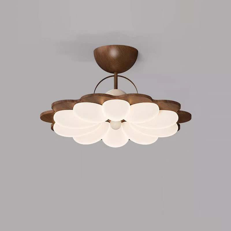 Contemporary Nordic Iron Acrylic Flower-shaped LED Semi-Flush Mount Ceiling Light For Living Room & Bedroom