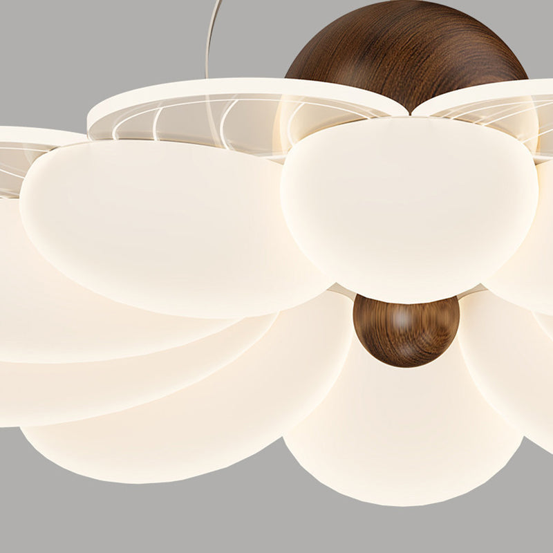 Contemporary Nordic Iron Acrylic Flower-shaped LED Semi-Flush Mount Ceiling Light For Living Room & Bedroom