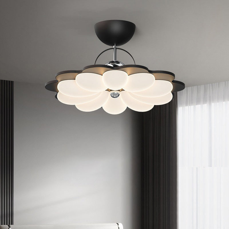 Contemporary Nordic Iron Acrylic Flower-shaped LED Semi-Flush Mount Ceiling Light For Living Room & Bedroom