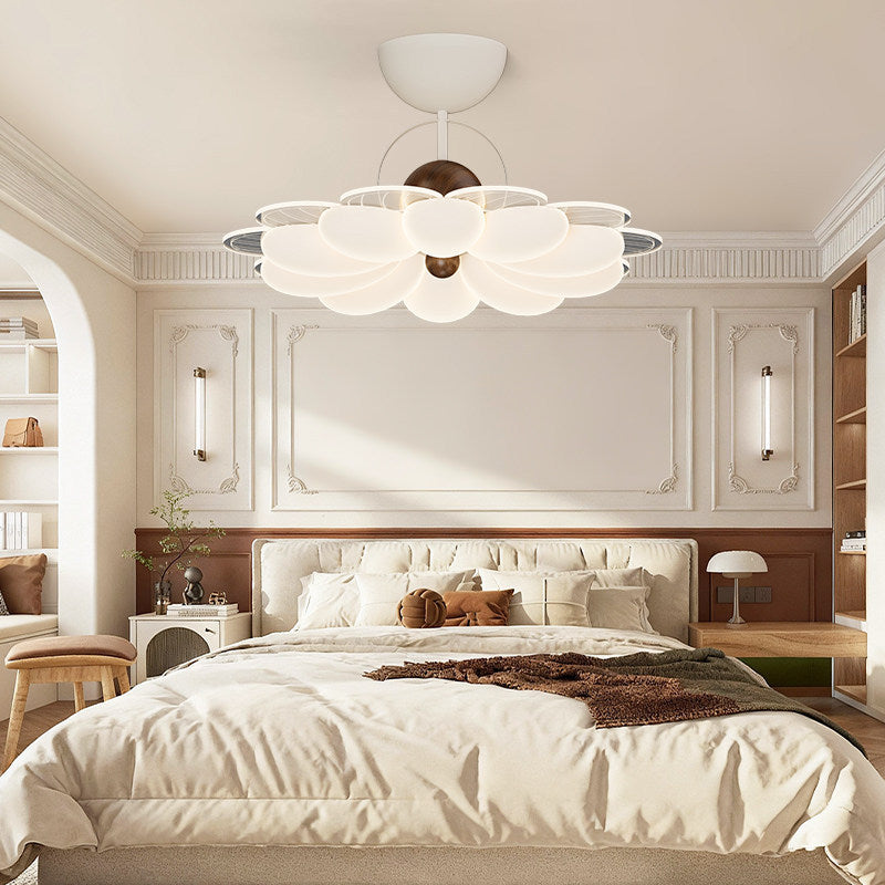 Contemporary Nordic Iron Acrylic Flower-shaped LED Semi-Flush Mount Ceiling Light For Living Room & Bedroom