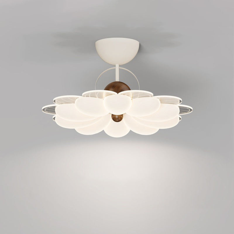 Contemporary Nordic Iron Acrylic Flower-shaped LED Semi-Flush Mount Ceiling Light For Living Room & Bedroom