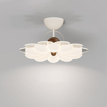 Contemporary Nordic Iron Acrylic Flower-shaped LED Semi-Flush Mount Ceiling Light For Living Room & Bedroom