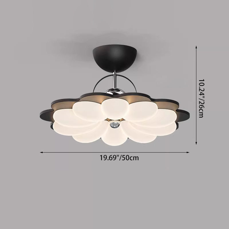 Contemporary Nordic Iron Acrylic Flower-shaped LED Semi-Flush Mount Ceiling Light For Living Room & Bedroom