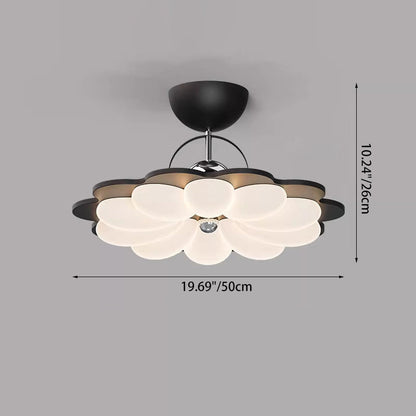 Contemporary Nordic Iron Acrylic Flower-shaped LED Semi-Flush Mount Ceiling Light For Living Room & Bedroom