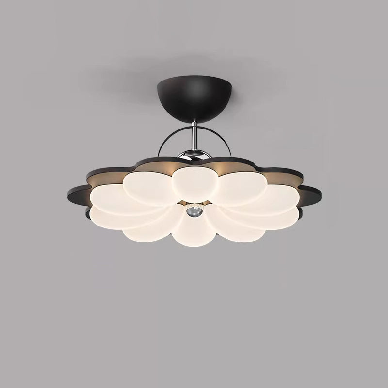 Contemporary Nordic Iron Acrylic Flower-shaped LED Semi-Flush Mount Ceiling Light For Living Room & Bedroom
