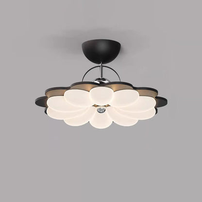 Contemporary Nordic Iron Acrylic Flower-shaped LED Semi-Flush Mount Ceiling Light For Living Room & Bedroom