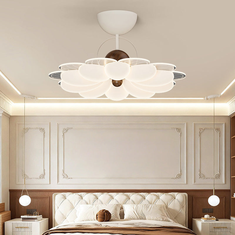 Contemporary Nordic Iron Acrylic Flower-shaped LED Semi-Flush Mount Ceiling Light For Living Room & Bedroom