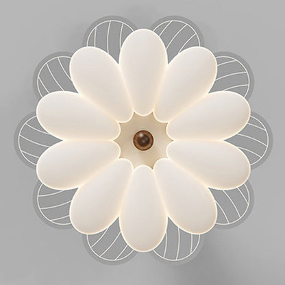 Contemporary Nordic Iron Acrylic Flower-shaped LED Semi-Flush Mount Ceiling Light For Living Room & Bedroom