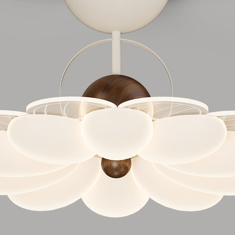 Contemporary Nordic Iron Acrylic Flower-shaped LED Semi-Flush Mount Ceiling Light For Living Room & Bedroom