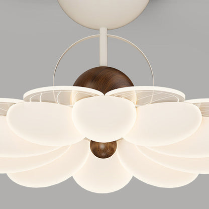 Contemporary Nordic Iron Acrylic Flower-shaped LED Semi-Flush Mount Ceiling Light For Living Room & Bedroom