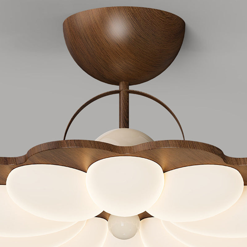 Contemporary Nordic Iron Acrylic Flower-shaped LED Semi-Flush Mount Ceiling Light For Living Room & Bedroom