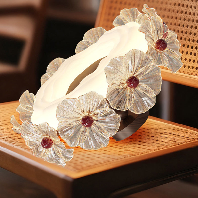 Modern Luxury Iron Acrylic Crystal Flower-Shaped Round LED Semi-Flush Mount Ceiling Light For Living Room & Bedroom