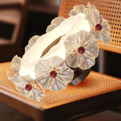 Modern Luxury Iron Acrylic Crystal Flower-Shaped Round LED Semi-Flush Mount Ceiling Light For Living Room & Bedroom