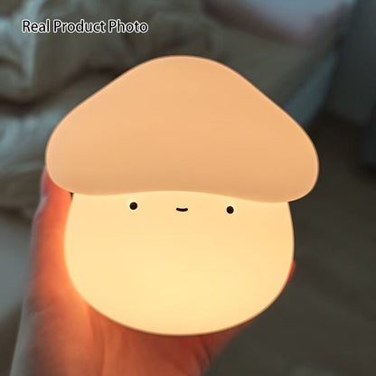 Contemporary Creative ABS Silicone Mushroom-shaped Kids USB Charging LED Table Lamp Night Light With Timer Function For Bedroom