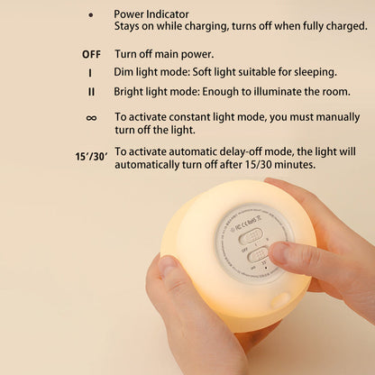 Contemporary Creative ABS Silicone Mushroom-shaped Kids USB Charging LED Table Lamp Night Light With Timer Function For Bedroom