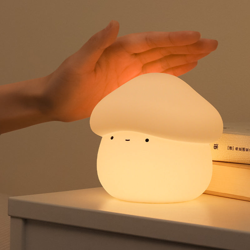 Contemporary Creative ABS Silicone Mushroom-shaped Kids USB Charging LED Table Lamp Night Light With Timer Function For Bedroom