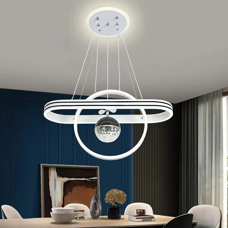 Contemporary Creative Aluminum Oval Heart-shaped Round LED Island Light Chandelier For Dining Room