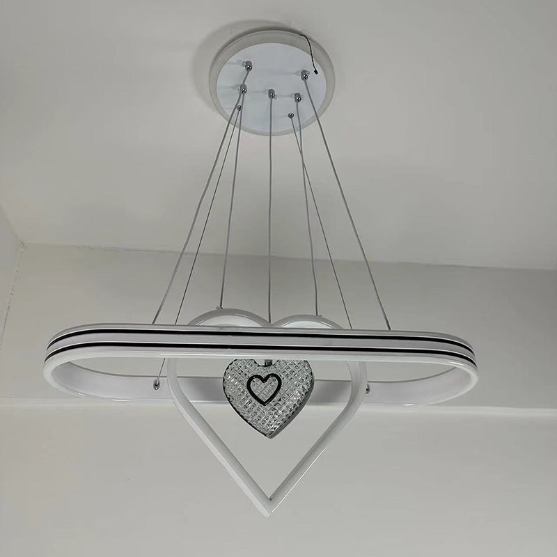 Contemporary Creative Aluminum Oval Heart-shaped Round LED Island Light Chandelier For Dining Room