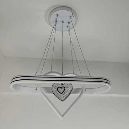 Contemporary Creative Aluminum Oval Heart-shaped Round LED Island Light Chandelier For Dining Room