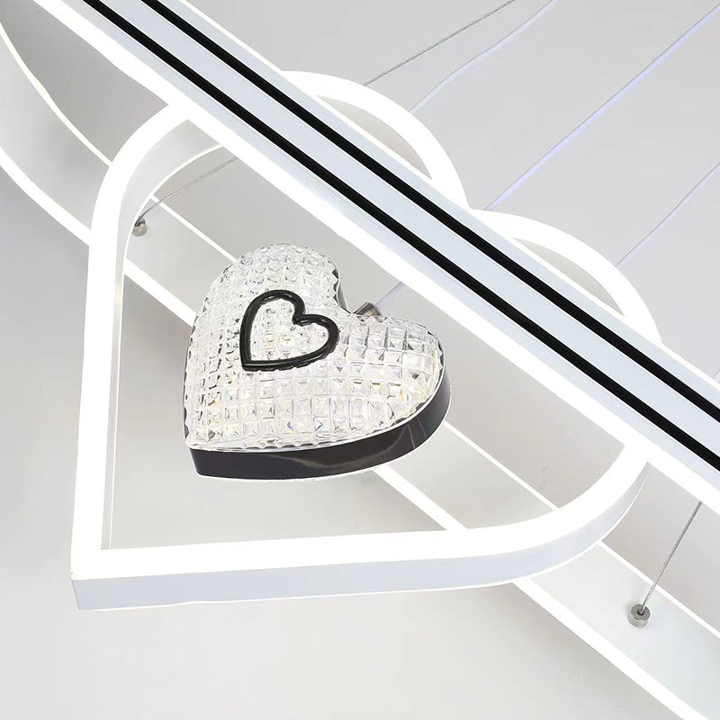 Contemporary Creative Aluminum Oval Heart-shaped Round LED Island Light Chandelier For Dining Room