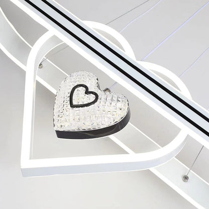 Contemporary Creative Aluminum Oval Heart-shaped Round LED Island Light Chandelier For Dining Room