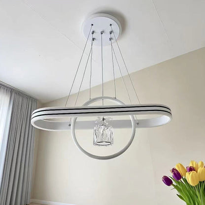 Contemporary Creative Aluminum Oval Heart-shaped Round LED Island Light Chandelier For Dining Room