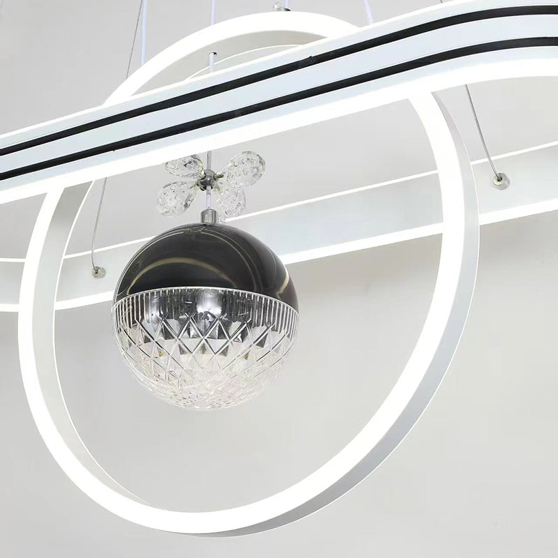 Contemporary Creative Aluminum Oval Heart-shaped Round LED Island Light Chandelier For Dining Room