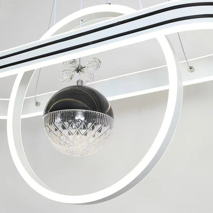 Contemporary Creative Aluminum Oval Heart-shaped Round LED Island Light Chandelier For Dining Room