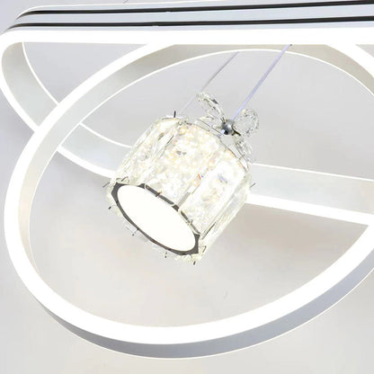 Contemporary Creative Aluminum Oval Heart-shaped Round LED Island Light Chandelier For Dining Room