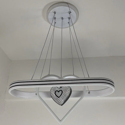 Contemporary Creative Aluminum Oval Heart-shaped Round LED Island Light Chandelier For Dining Room