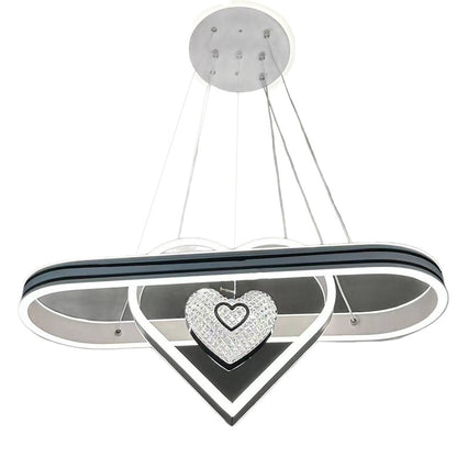 Contemporary Creative Aluminum Oval Heart-shaped Round LED Island Light Chandelier For Dining Room