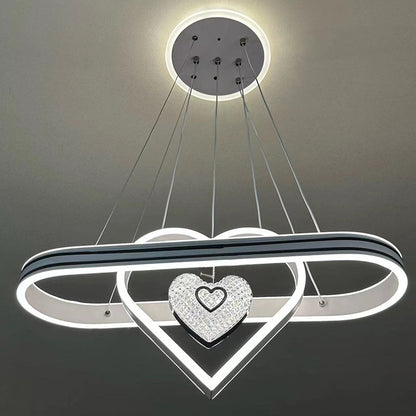 Contemporary Creative Aluminum Oval Heart-shaped Round LED Island Light Chandelier For Dining Room