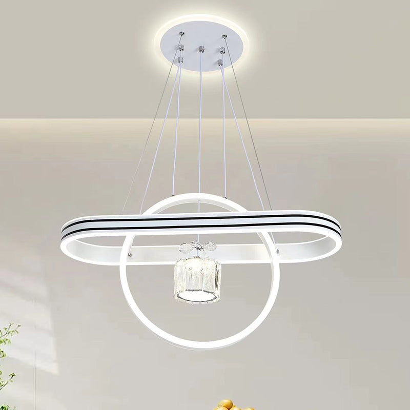 Contemporary Creative Aluminum Oval Heart-shaped Round LED Island Light Chandelier For Dining Room